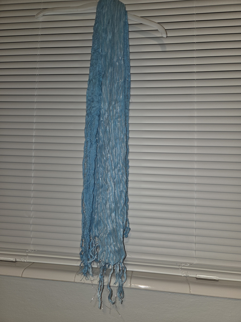 Light Blue Textured Decorative Scarf
